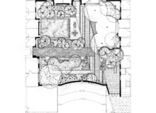 <a href="https://landscapearchitecturebuilt.com/staging/keene-state-college">Keene State College: Natural Science Center Courtyard</a>, <br>Keene, NH, USA An image of a landscape architecture project at Keene State College, showing a black and white landscape plan