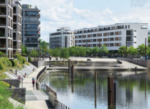 <a href="https://landscapearchitecturebuilt.com/staging/offenbach-harbour">Offenbach Harbour</a>, <br>Offenbach, Germany An image of landscape architecture project Offenbach Harbour, by design firm Henning Larsen, in Offenbach, Germany.