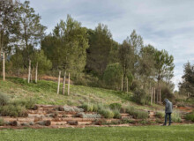 <a href="https://landscapearchitecturebuilt.com/staging/forest-path-roques-blanques">Forest path in the Roques Blanques Cemetery</a>, <br>Barcelona, Spain