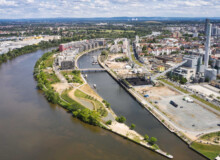 <a href="https://landscapearchitecturebuilt.com/offenbach-harbour">Offenbach Harbour</a>, <br>Offenbach, Germany An image of landscape architecture project Offenbach Harbour, by design firm Henning Larsen, in Offenbach, Germany.