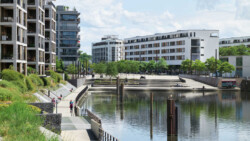 <a href="https://landscapearchitecturebuilt.com/offenbach-harbour">Offenbach Harbour</a>, <br>Offenbach, Germany An image of landscape architecture project Offenbach Harbour, by design firm Henning Larsen, in Offenbach, Germany.