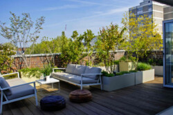 <a href="https://landscapearchitecturebuilt.com/holborn-natural-roof-garden-oasis">Holborn Natural Roof Garden Oasis</a>, <br>London, UK An image of landscape architecture project Holborn Natural Roof Garden Oasis, by design firm Mylandscapes, in London, UK. Showing roof gardens with furniture and planting