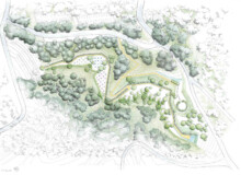 <a href="https://landscapearchitecturebuilt.com/forest-path-roques-blanques">Forest path in the Roques Blanques Cemetery</a>, <br>Barcelona, Spain